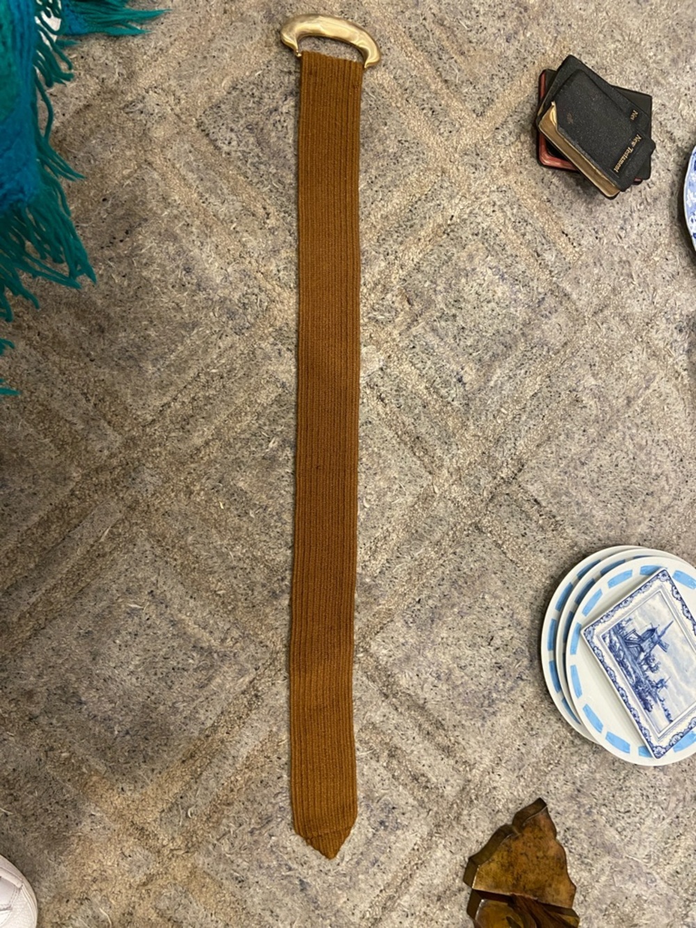 Vintage Patricia Green Ribbed Knit belt in Warm Caramel one size fits all